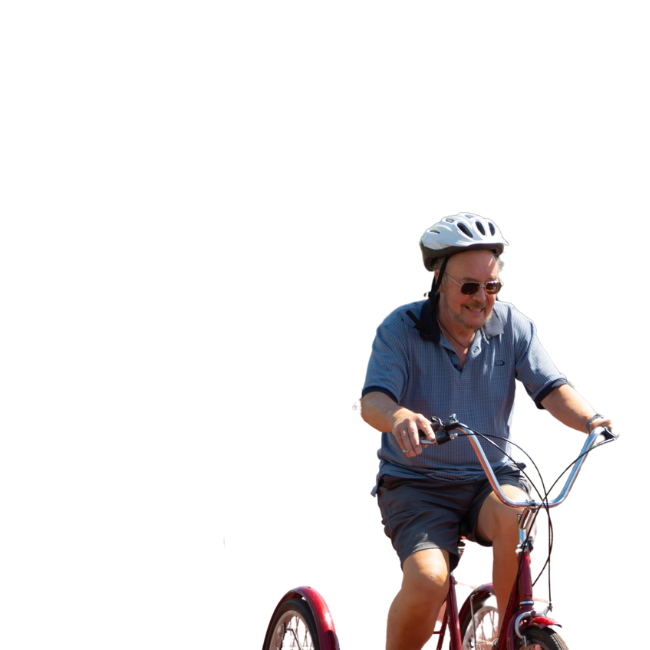 Cut out of man on a bike