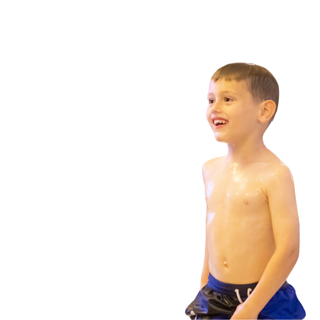 Young boy swimming lesson cut out