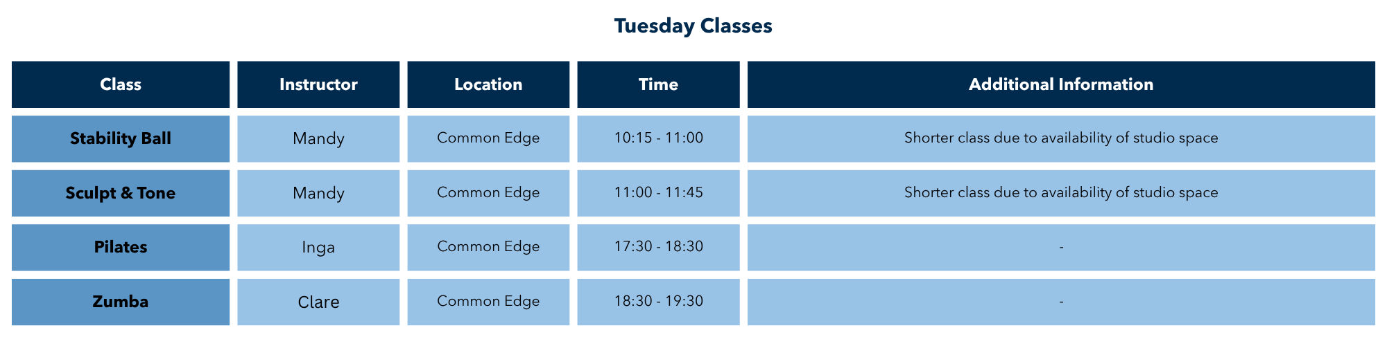 Tuesday Temporary Classes